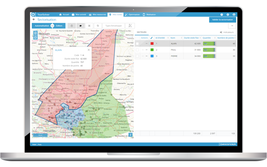 Application mobile de TourSolver.